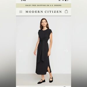 Modern Citizen black tie front midi dress, size M